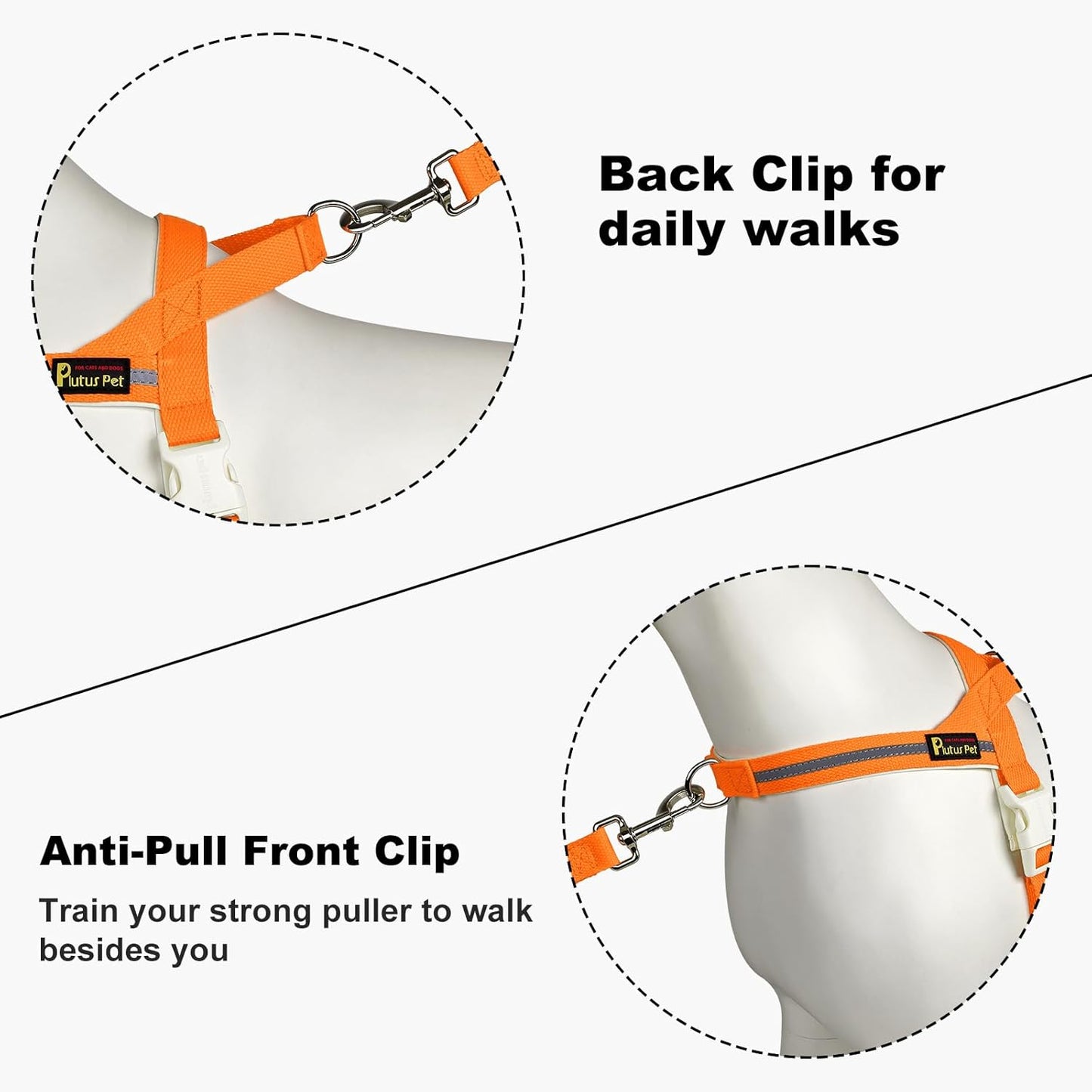 Plutus Pet Cotton Dog Harness and Leash Set, Reflective and Soft Padded, Quick Fit Vest Harness, for Small, Medium and Large Dogs, Orange, XS