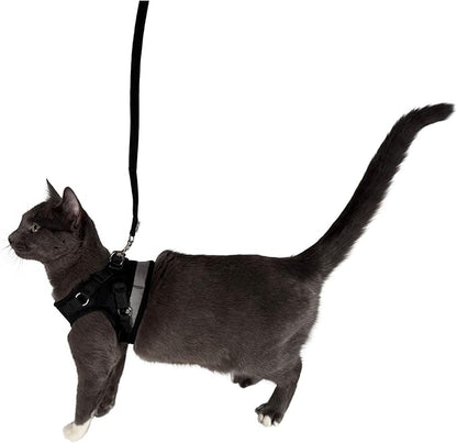 Travel Cat Harness and Leash Set - Adjustable Fit Mesh Cat Harness and Reflective Strap - Comfort Walking Vest for Kitten for Outdoor Walking, Hiking (Small, Black)