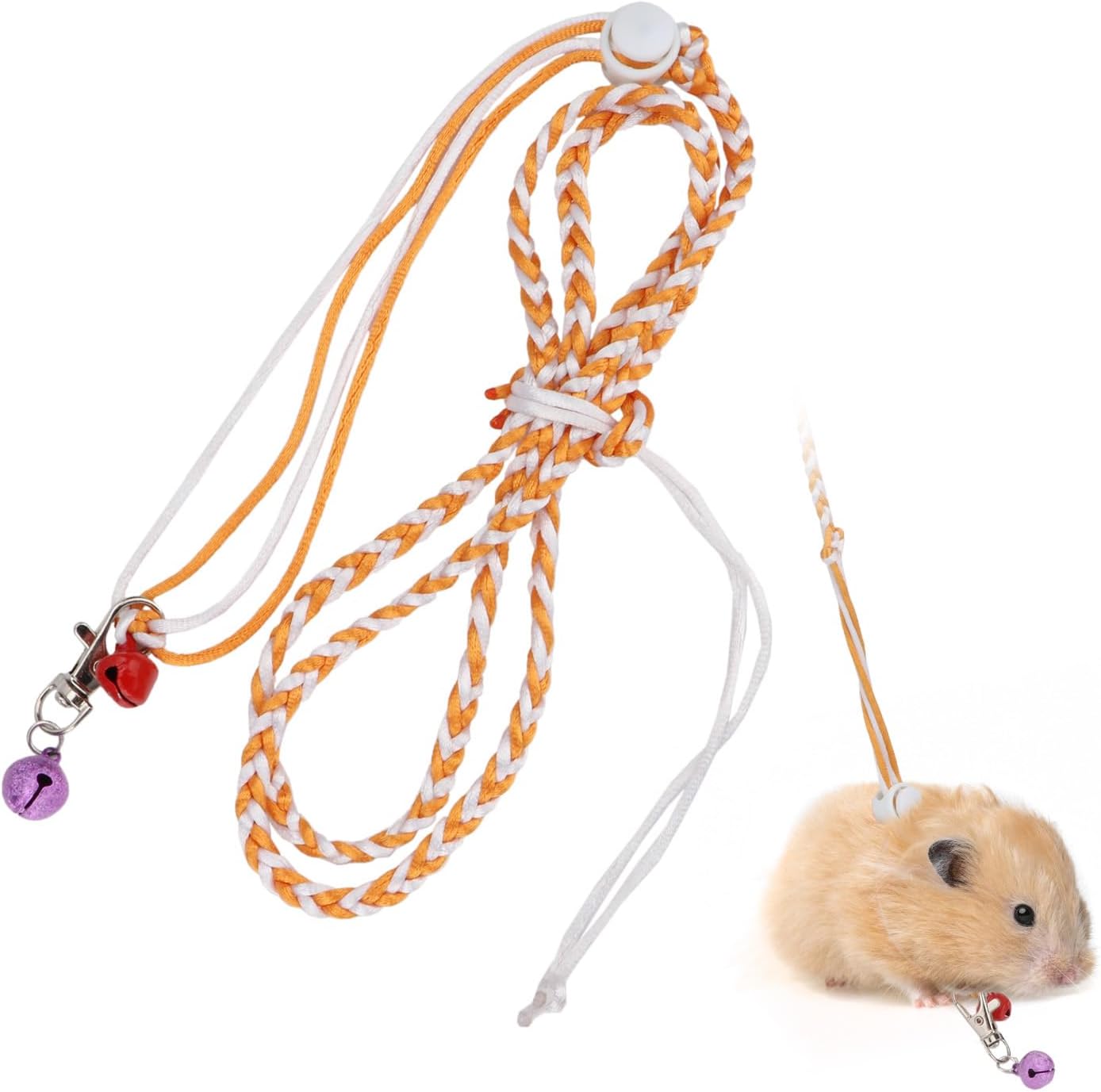 Hypeety 1PC Pet Rat Mouse Lead Leash Harness Adjustable Hamster Rat Mouse Adjustable Rope Safety Portable Design with an Extra Bell Random Color (Rope 55.12")
