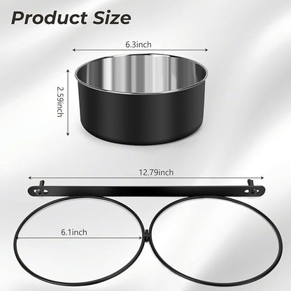 Yummy Sam Hanging Pet Dog Food Water Bowl for Cage, Stainless Steel Non-Spill Kennel Hanging Cats Pets Bowls with Clamp Holder Crate Feeder Dish for Medium Large Dogs Pets (Black)