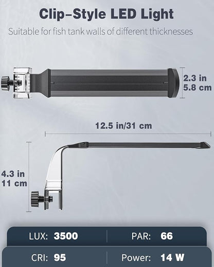 Pawfly Aquarium LED Light 24/7 Fish Tank Light with Full Spectrum Brilliant White Blue Red Green Lights Multi-Colored LEDs with D/N Mode Single Color Effects Timer and Adjustable Brightness