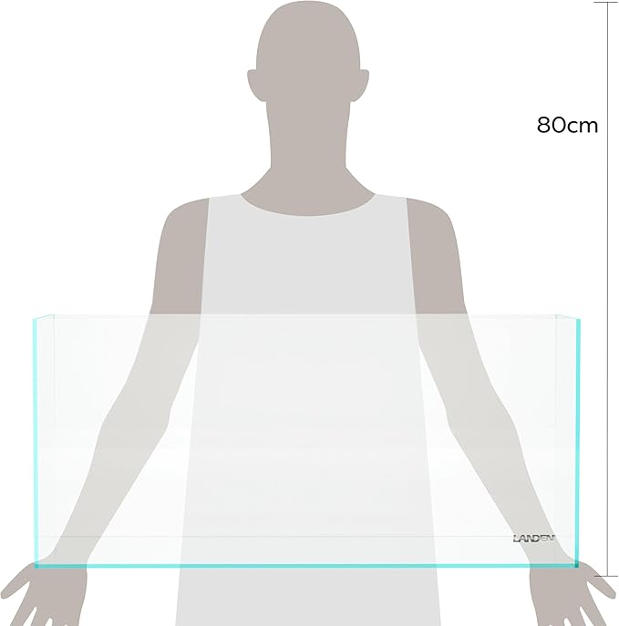 LANDEN 90L Series 19.37 Gallon Rimless Low Iron Aquarium Long Fish Tan Aquarium Tank, W35.43×D11.81×H11.42 in (90×30×30cm) 8mm Thickness with Black Nano Foam Leveling mat Included