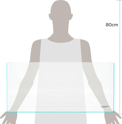 LANDEN 90L Series 19.37 Gallon Rimless Low Iron Aquarium Long Fish Tan Aquarium Tank, W35.43×D11.81×H11.42 in (90×30×30cm) 8mm Thickness with Black Nano Foam Leveling mat Included