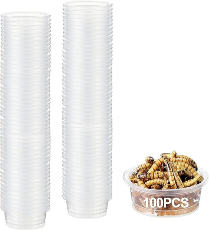 0.5oz Crested Gecko Food and Water Feeding Cups, Reptile Feeder Bowls, Plastic Replacement Food Dish for Lizard and Other Small Pet Ledge Accessories (100 pcs)
