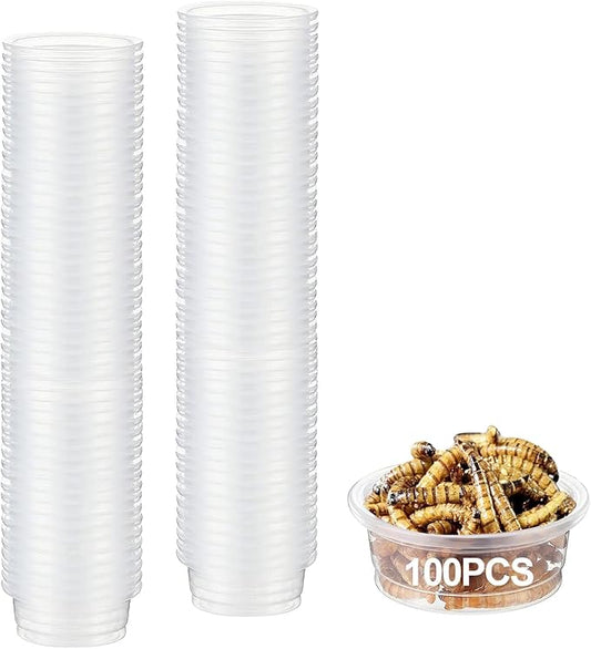 0.5oz Crested Gecko Food and Water Feeding Cups, Reptile Feeder Bowls, Plastic Replacement Food Dish for Lizard and Other Small Pet Ledge Accessories (100 pcs)