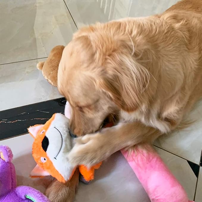 Jalousie Extra-Large Dog Squeaky Toy Interactive Rope Plush Toy for Small Medium Large Breeds Durable Dog Chew Toy (Otter)