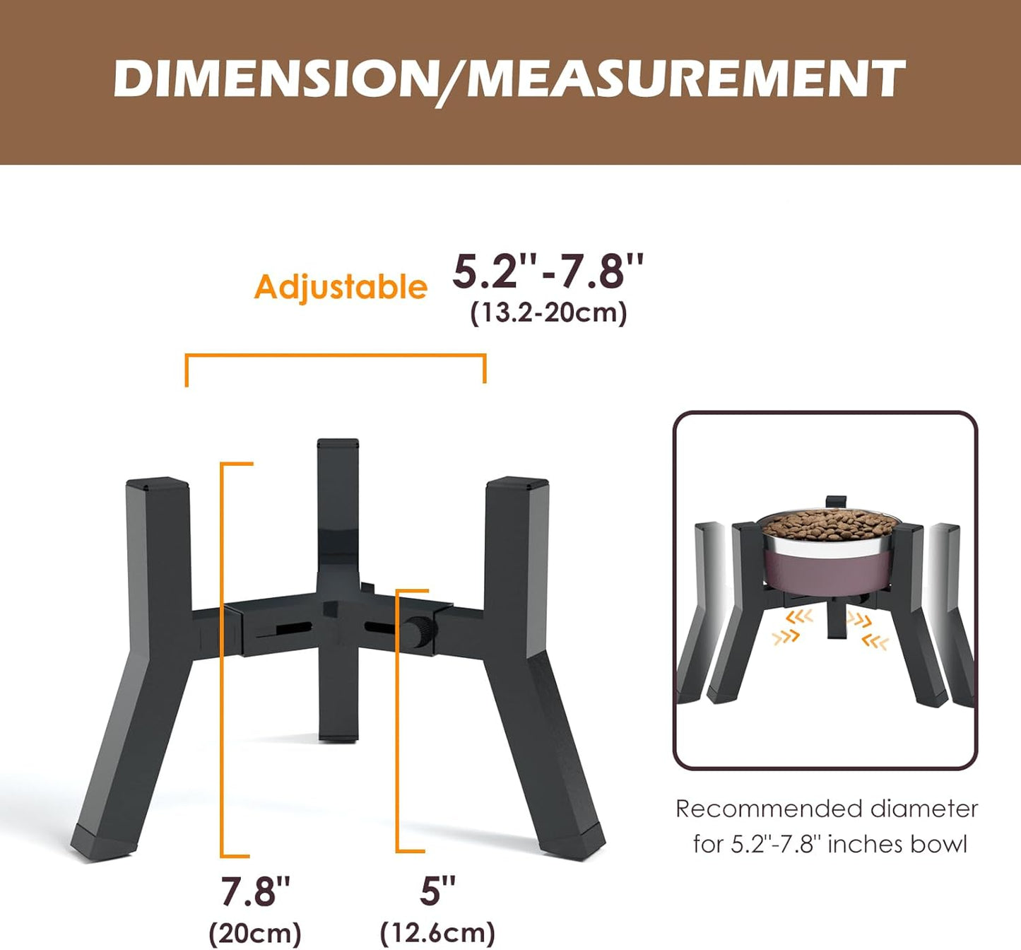 Elevated Dog Bowl Stand for Small Dogs, Adjustable Width 5-8", Raised Dog Food Water Bowls Holder, Bowl Not Included