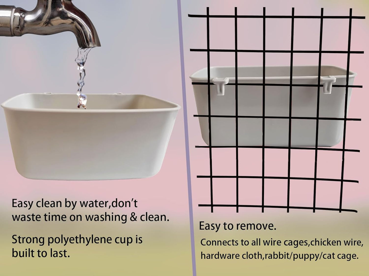 26 Pack Rabbit Feeder for Cage Chicken Waterer 21 oz Food Water Cat Treats Cups Puppy Hanging Feeding Dish Coop Bowl Watering Container Drinker Pigeon Bird Bath