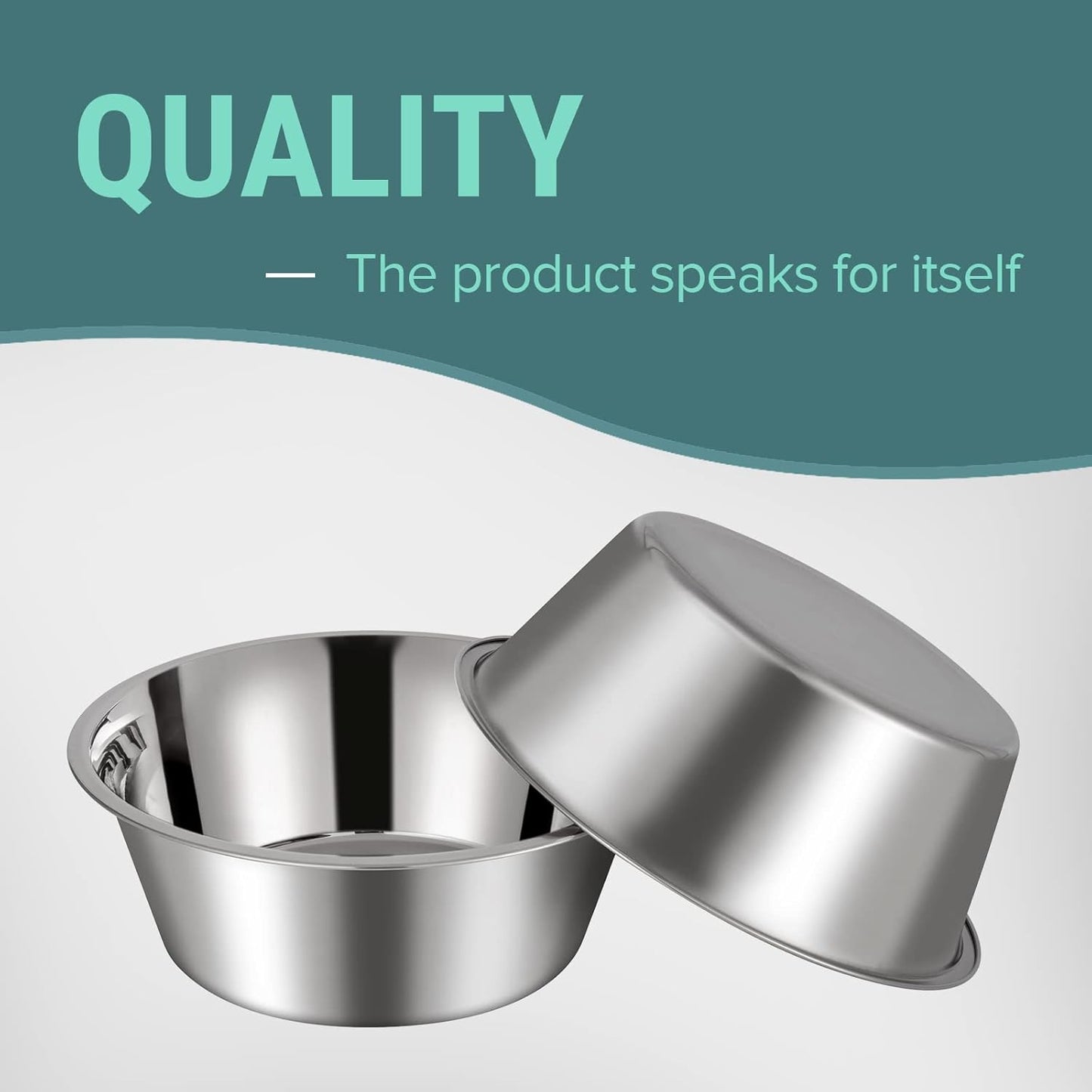 URBUDDIES 1.1 Gallon Extra Large Dog Bowls, 4 Pack, XL Stainless Steel Dog Water Bowls for XLarge Dogs, Polished, Dishwasher Safe, Easy to Clean