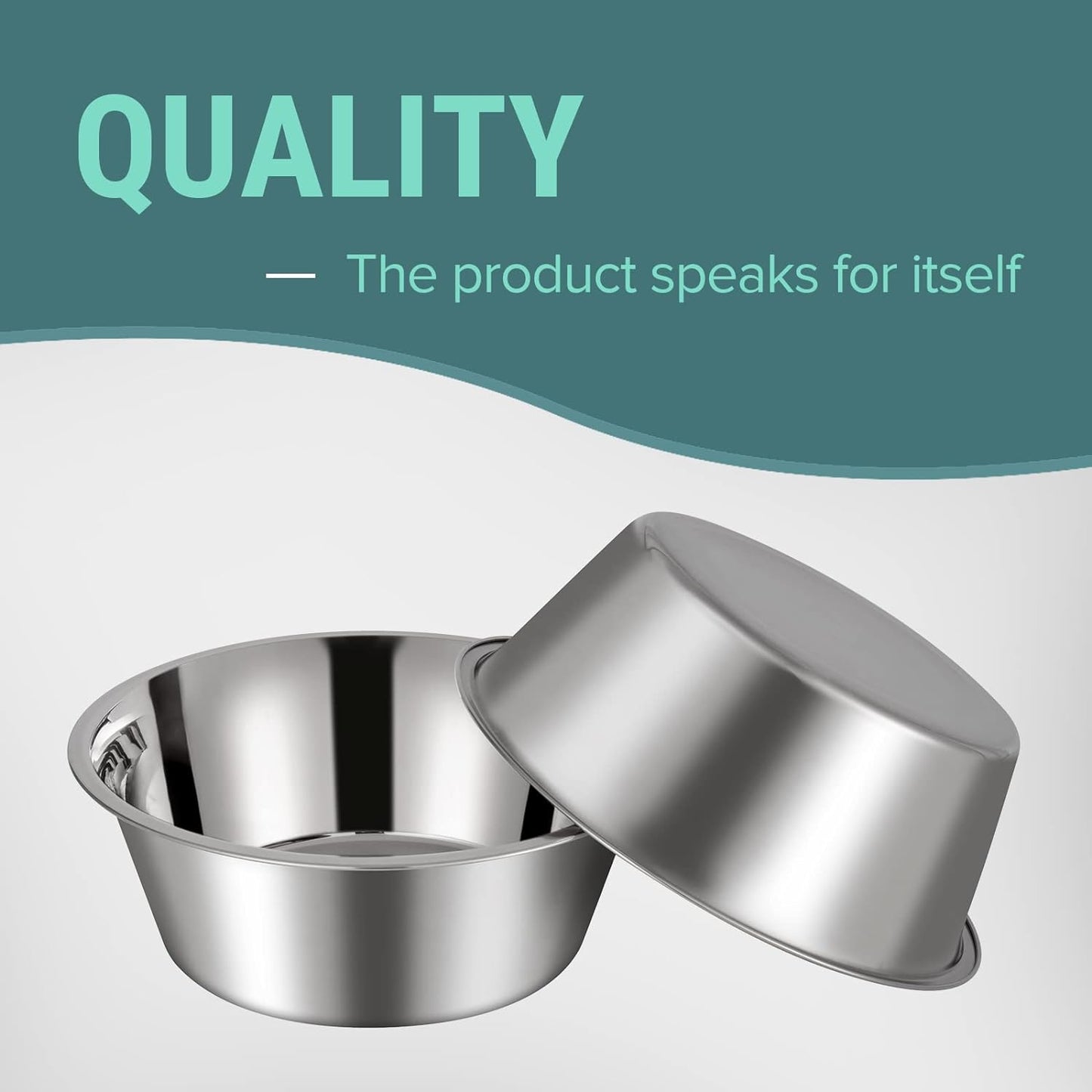 URBUDDIES 1.1 Gallon Extra Large Dog Bowls, 2 Pack, XL Stainless Steel Dog Water Bowls for XLarge Dogs, Polished, Dishwasher Safe, Easy to Clean