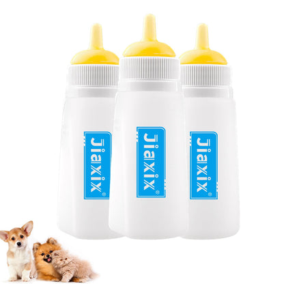 3 Pack Kitten Silicone Bottle Feeding Kit,Nipple & Feeding Kit for Kittens, Reusable Newborn Kitten Supplies, Suitable for Feeding Kitten, Puppy, Rabbit,Hamster (Yellow, Large)