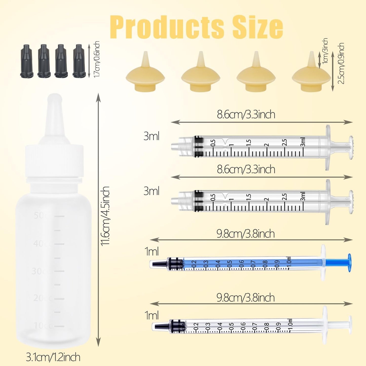 Mini Pet Feeding Bottle and Syringes with Nipples for Small Cat Dog Animals (Model 4)