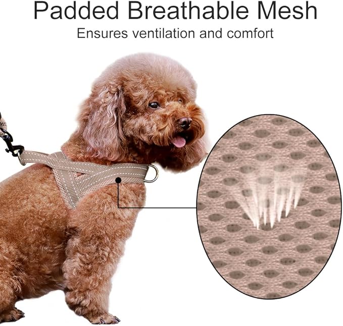 Plutus Pet No Pull Dog Harness with Breathable Mesh Padded, Adjustable Reflective Escape Proof Dog Harness, Quick Fit Dog Vest Harness for Small Medium Large Dogs(XXS, Beige)