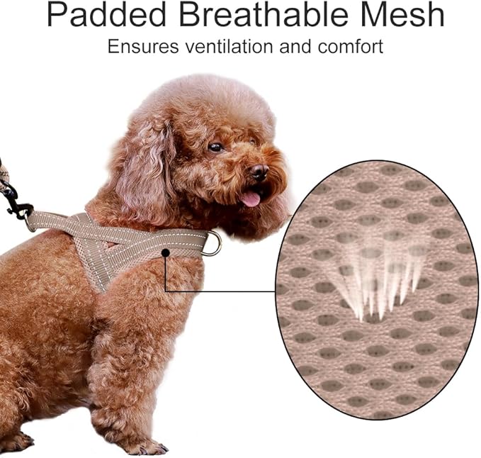Plutus Pet No Pull Dog Harness with Breathable Mesh Padded, Adjustable Reflective Escape Proof Dog Harness, Quick Fit Dog Vest Harness for Small Medium Large Dogs(L, Beige)