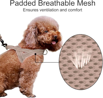 Plutus Pet No Pull Dog Harness with Breathable Mesh Padded, Adjustable Reflective Escape Proof Dog Harness, Quick Fit Dog Vest Harness for Small Medium Large Dogs(L, Beige)