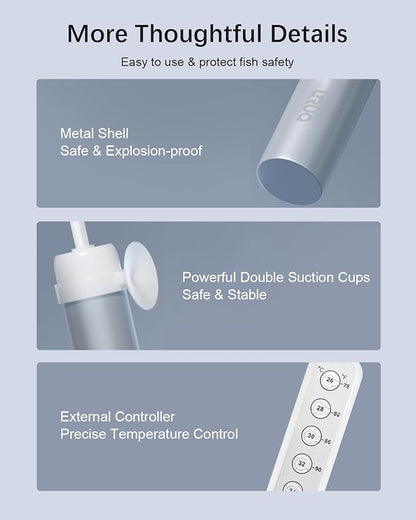 Small Aquarium Fish Tank Heater: URUQ 25W Submersible Aquarium Heater Adjustable Temperature Ultra-Low Water Level for Betta Fish Starter Kit - Under 5 Gallon Mini Aquarium