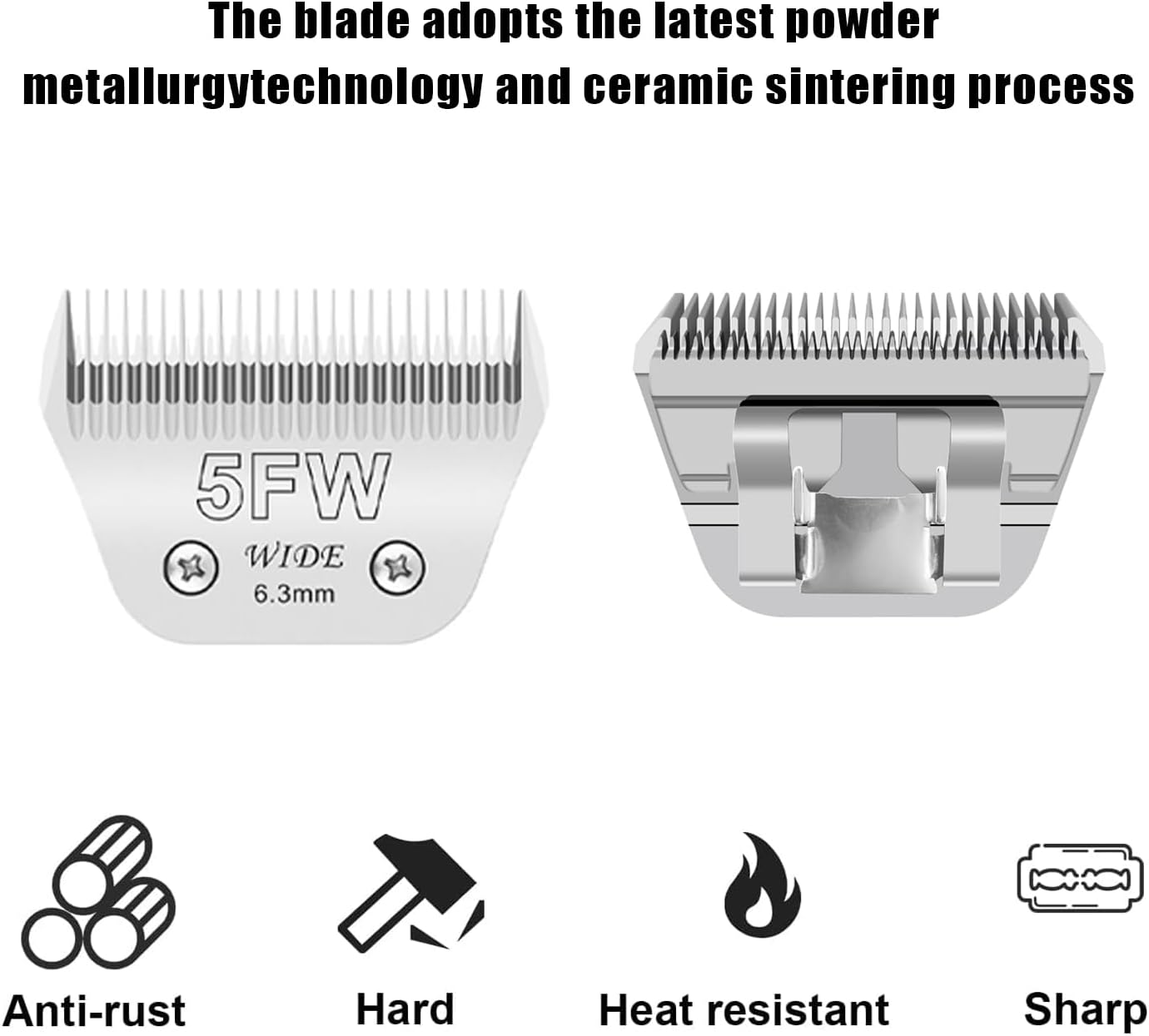 Wide Blades for Dog Grooming Blades Compatible with Andis Dog Clippers,5FW Dog Clipper Blades Compatible with Oster A5,Wahl km10 Dog Clippers for Horse Dog Cat Animals,Stainless-Steel Blade Sharp