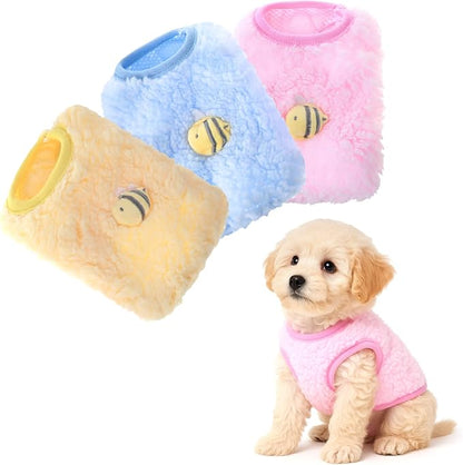 3 Pcs Kitten Clothes, Yorkie, Teacup Dog Clothes, Colorful Chihuahua Puppy Cat Vest with Bee Pattern, Soft Small Dog Sweater, Cute Puppy Jumper for Mini Newborn Dogs,Cat (XX-Small)