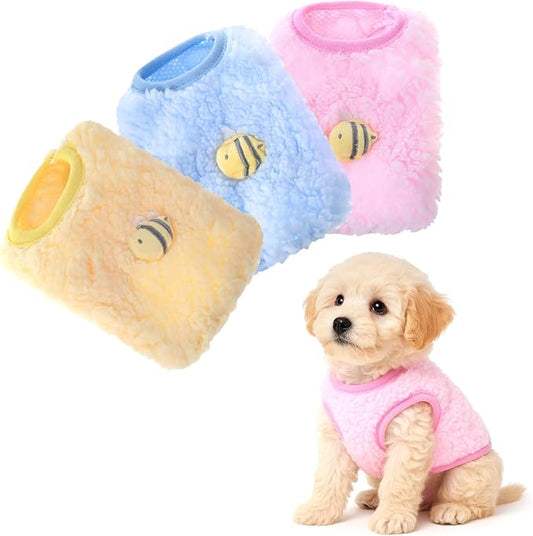 3 Pcs Kitten Clothes, Yorkie, Chihuahua Puppy Clothes, Colorful Teacup Dog Cat Vest with Bee Pattern, Soft Small Dog Sweater, Cute Puppy Jumper for Mini Newborn Dogs,Cat (XXX-Small)