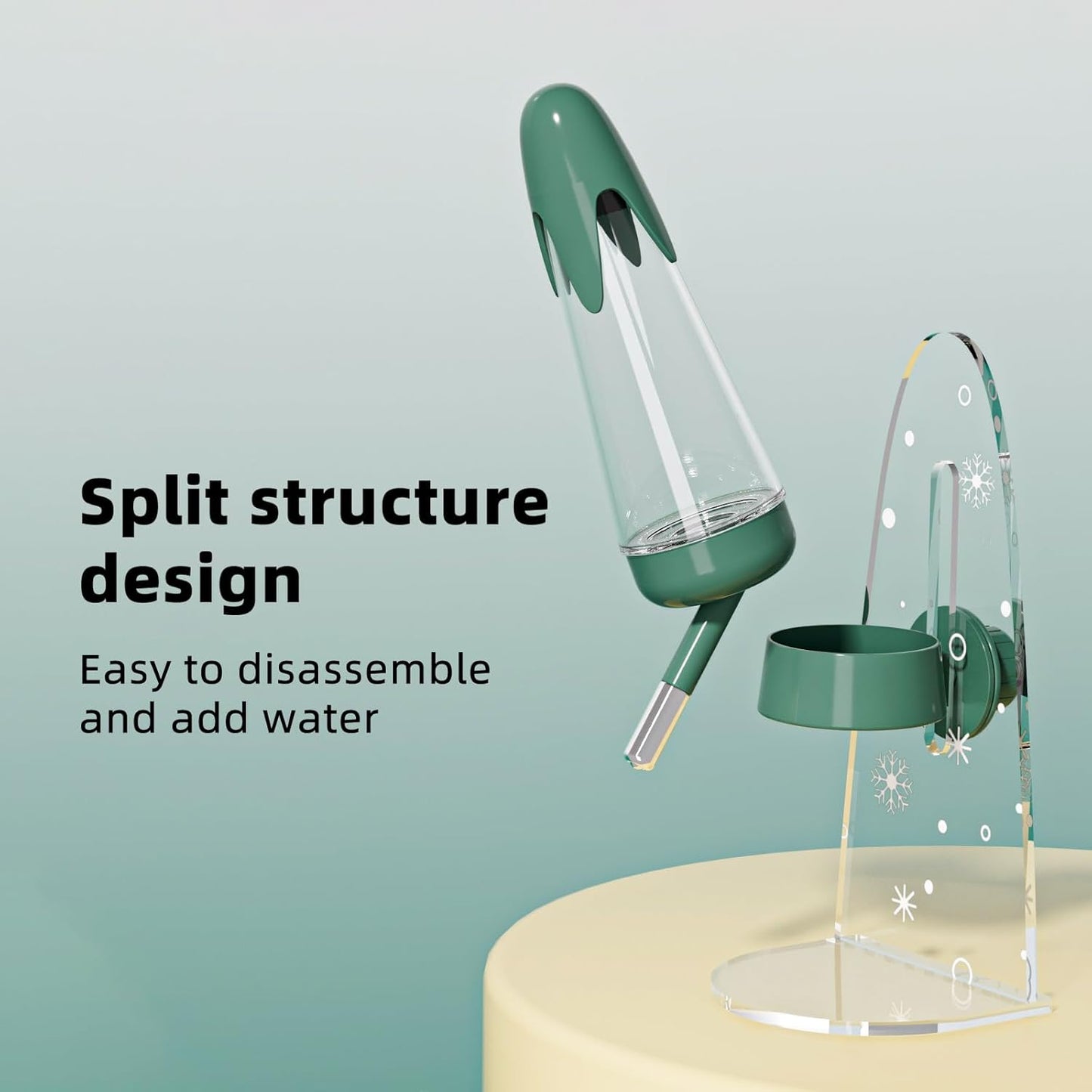 4.2 Oz Hamster Water Bottle with Stand No Drip for Syrian Dwarf Hamsters, Gerbils, Little Mouse, Small Pet Rodents (Green, with Stand)