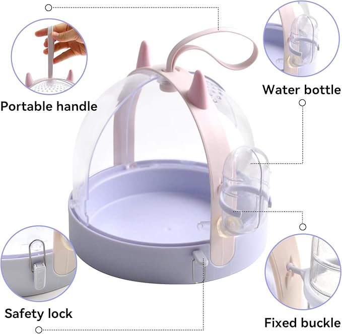 Portable Hamster Cage with Water Bottle,Hamster Carrier Cage High Permeability Travel Carry Cage Case for Gerbils Mice Guinea Pigs Sugar Glider Small Pet(Purple)