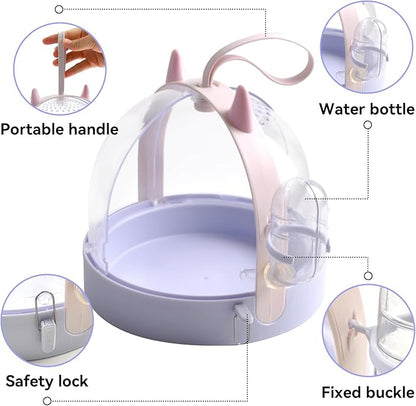 Portable Hamster Cage with Water Bottle,Hamster Carrier Cage High Permeability Travel Carry Cage Case for Gerbils Mice Guinea Pigs Sugar Glider Small Pet(Purple)