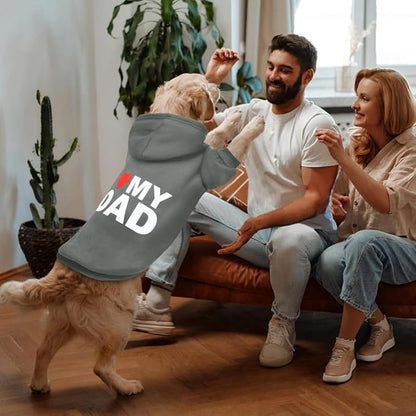 GreenJoy Dog Sweater Dog Hoodie Cold Weather Dog Coat Hooded Sweatshirt for Puppies,Cats, Small Medium Large Dogs (Grey(I Love My Dad), XX-Large)