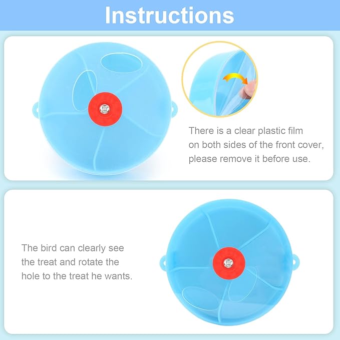 Bird Creative Foraging System Wheel Seed Food Ball Rotate Training Toy for Small and Medium Parrots Parakeet Cockatiel Conure (Blue)