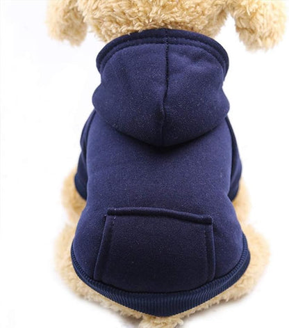 Jecikelon Winter Dog Hoodie Sweatshirts with Pockets Warm Dog Clothes for Small Dogs Chihuahua Coat Clothing Puppy Cat Custume (Navy, Large)