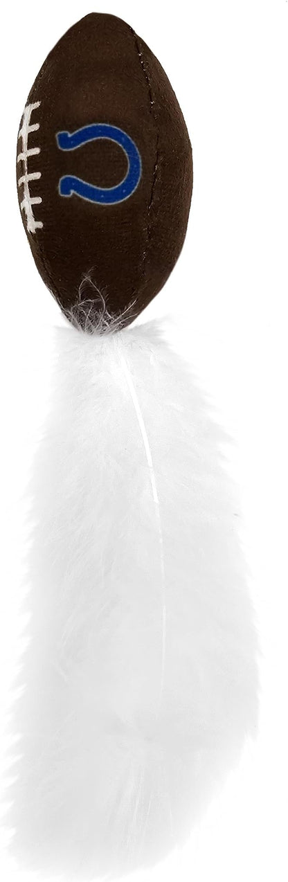 Pets First Best Plush CAT Toy - NFL Indianapolis Colts Complete Set of 3 Piece Cat Toys Filled with Fresh Catnip. Includes: 1 Helmet Cat Toy, 1 Football Cat Toy with Feathers & 1 Beer Bottle