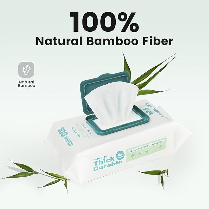 Gardner Pet Bamboo Dog Wipes for Paws and Butt, Dog Wipes Cleaning Deodorizing, Soothing Pets Wipes with Coconut Oil, Extra Thick Cat Wipes, Puppy Wipes, Unscented 100 Count