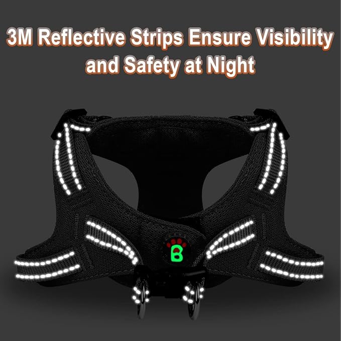 Dog Harness Step in Dog Vest Harness, Reflective Adjustable Puppy No Pull Harness Breathable Soft for Small and Medium Dogs Cats, Black, XXS