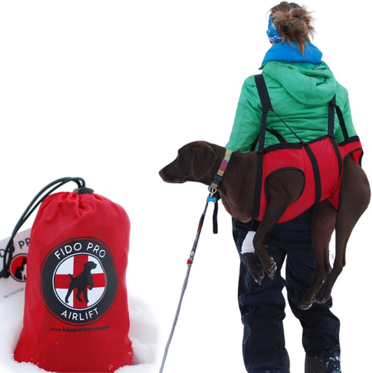 Fido Pro Airlift Emergency Dog Rescue Sling - Lightweight, Packable Dog Sling for Medium Dogs with 8-Point Support System for Safe Transport - Ideal for Hiking, Skiing - Fits Dogs 20-45 lbs
