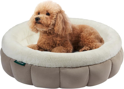 BALANCE Cat Beds for Indoor Cats, Washable Round Cat Bed, Cute Kitten Bed with Anti-Slip Bottom for Kitty and Puppy, 23 Inches, Goat
