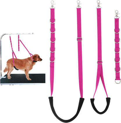 Dog Grooming Belly Straps Hot Pink Pet Grooming Supplies 3 Sets Professional Dogs Belly Band Pets Dogs Groomer Extension Strap Table Arm Loop Extender for Small Medium Large Pets (Hot Pink)