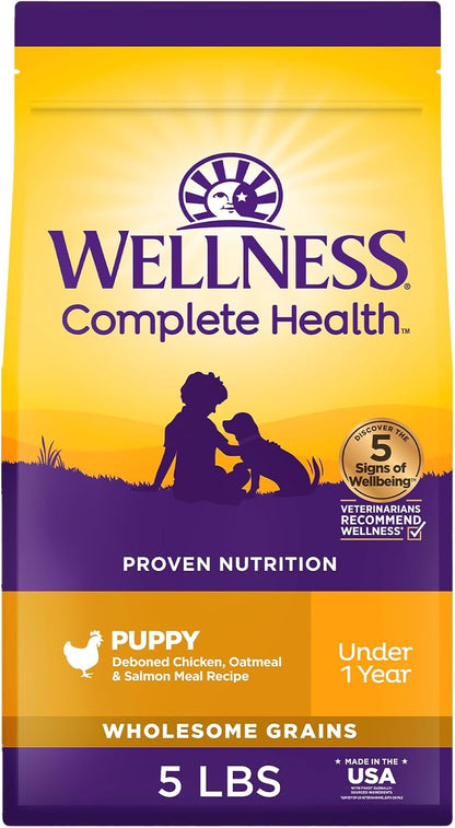 Wellness Complete Health Dry Puppy Food, Chicken, Salmon & Oatmeal, 5-Pound Bag