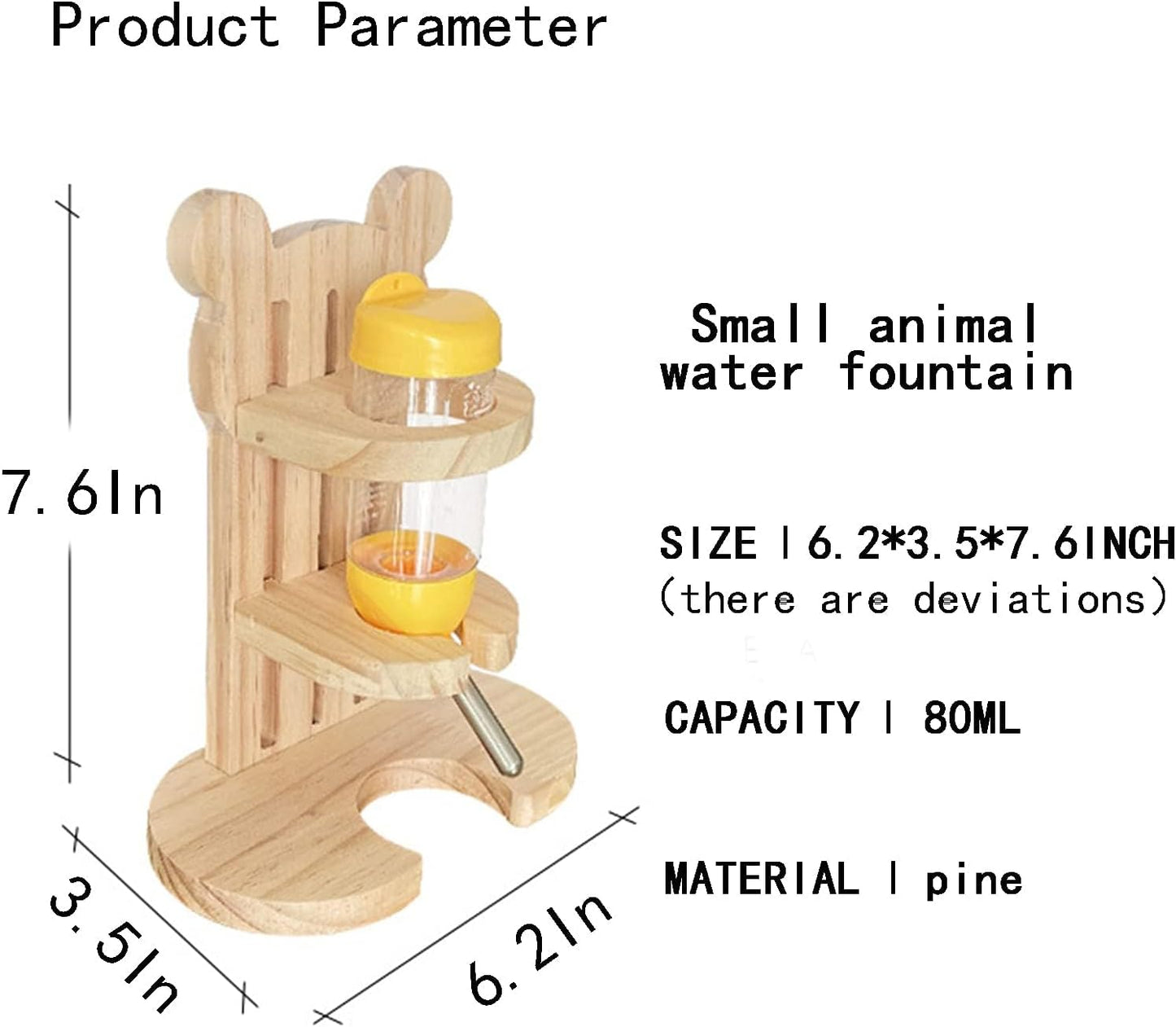 Hamiledyi Small Animal Water Bottle with Adjustable Stand & Hanging Hook, Leak-Proof Water Dispenser for Hamsters, Guinea Pigs, Gerbils, Rodent Cage Accessories(Style A)