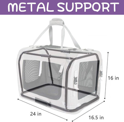 Extra Large Cat Carrier Soft Sided, Portable Small Dog Carrier for 2 Cats, 24"x16.5"x16" Car Travel Folding Comfortable Design, Purple