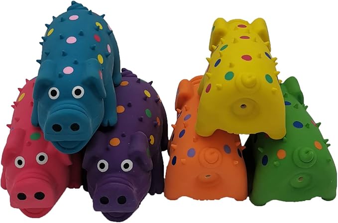 6 Pack 4 Inch Mini Latex Dog Squeaky Toys Polka Dot Piglet Pig Dog Toy for Mimi Small Dogs
