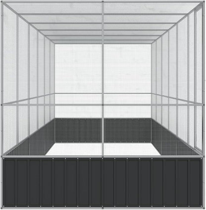 Galvanized Steel Large Flight King Bird Cage with Extension, Steel Outdoor Aviary, Outdoor Indoor Large Bird Cage Aviary Pet House for Cockatiels African Parakeets, 246.1"x81.5"x83.5",-311