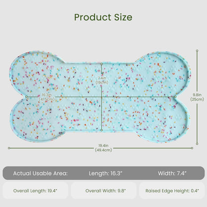 Dog Food Mat Anti-Slip Silicone Dog Bowl Mat Thicker Pet Placemat Waterproof Cat Feeder Pad with Raised Edge Puppy Kitten Feeding Mats Suitable Small Medium-Sized Dogs Cats Eating Tray