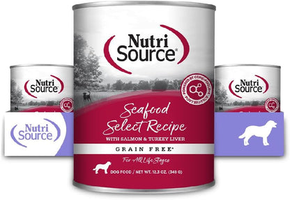 NutriSource Grain Free Seafood Select Recipe Dog Food, Premium Wet Dog Food, 12.3 Ounce (Pack of 12)