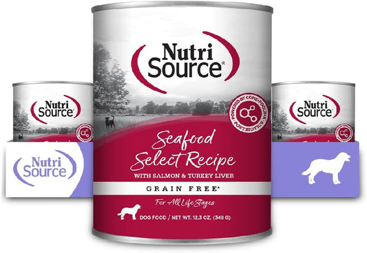 NutriSource Grain Free Seafood Select Recipe Dog Food, Premium Wet Dog Food, 12.3 Ounce (Pack of 12)