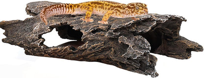 Tfwadmx Leopard Gecko Hide, 10" Reptile Hideout, Resin Simulated Hollow Log for Aquarium, Betta Fish Hideout, Reptile Tank Accessories for Corn Snakes, Lizards, Axolotls