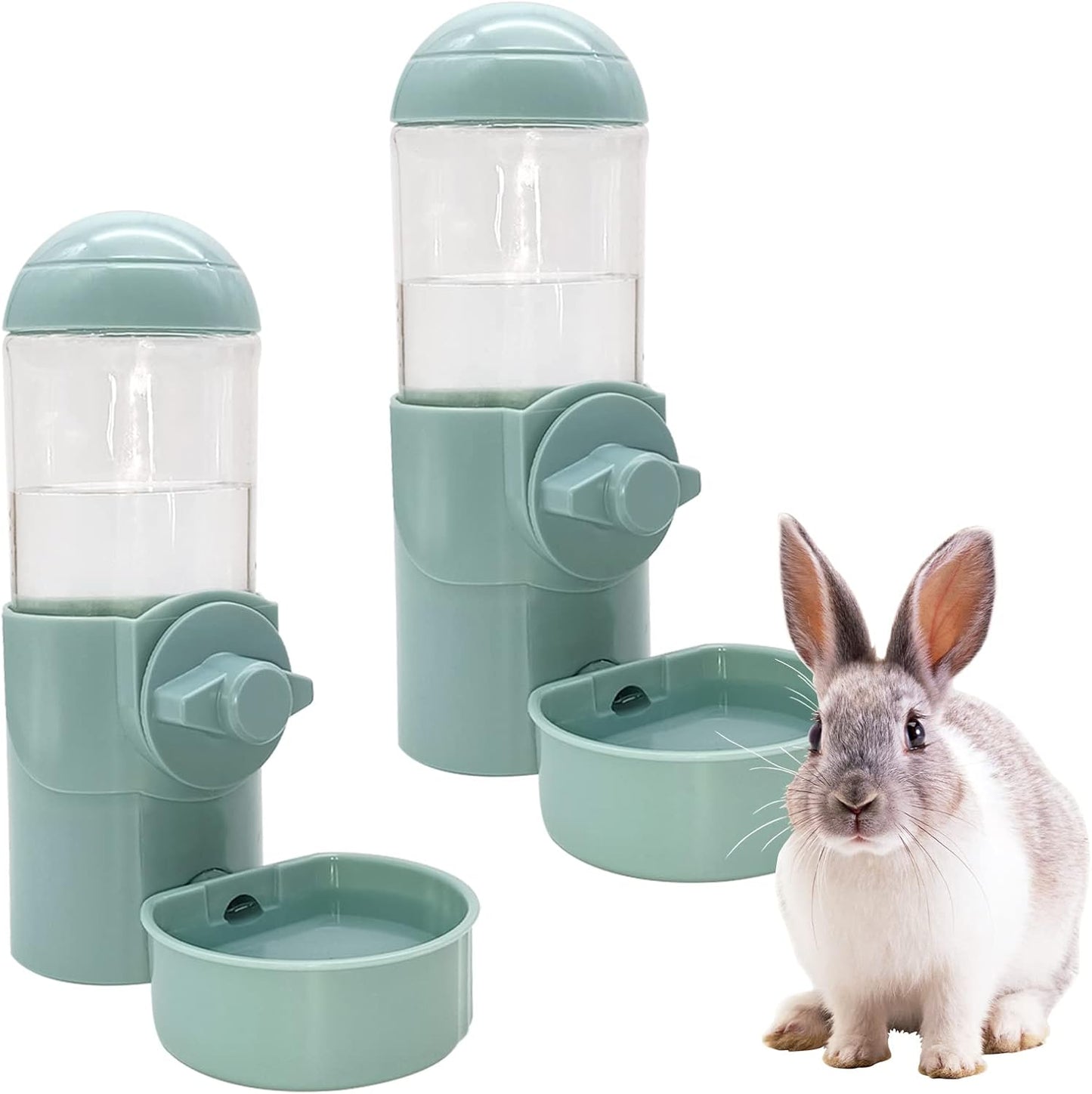 Tfwadmx Rabbit Watter Bottle 17oz Hanging Guinea Pig Automatic Water Dispenser No Drip Small Animal Cage Water Feeder Bowl for Bunny Chinchilla Hedgehog Ferret 2PCS (Blue)