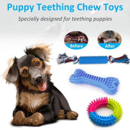 Beiker Dog Teething Chew Toys - 15 Pack Small Medium Breed Puppy Toy, Variety Dogs Rope Chew Toys Bundle for Boredom, Pet Interactive Squeaky Treat Dispensing Ball for Puppies
