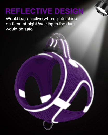 Joytale Small Dog Harness, Breathable Mesh Step-in Vest, Reflective Soft Padded Harnesses for Puppies and Extra Small Dogs, Purple, XS