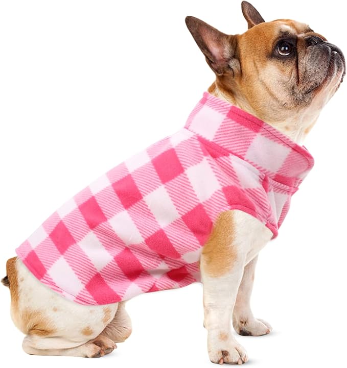 Kama Bridal 3 Pack Dog Coat - Spring, Autumn, Winter - Fleece Vest for Cats & Small/Medium Dogs - Red, Pink, Purple Plaid (S)