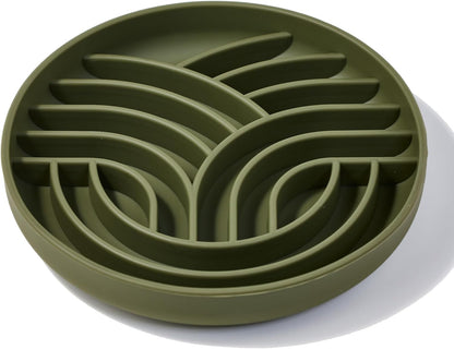 OHMO Slow Feeder Dog Bowls(Tree Life, Camo Green) Enrichment Soft Silicone Food Safe Feeding Bowl Non Slip Suction Cup for All Breed Pet, Cat Slow Down Eating Dishes, Boredom and Anxiety Reducer