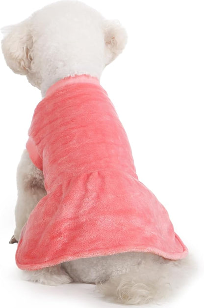 FabriCastle Small Dog Dress Clothes, 3-Pack Sweaters for Small Dogs Girl & Cats, Ultra Soft Warm Pet Coats for Winter, Female Puppy Apparel, Doggy Outfits XXS – XL (Pink,Violet,Rosepink, Large)